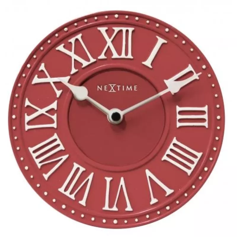 NeXtime hodiny 5187ro London Tisch, Ø16 cm, nástenné, červené/biele