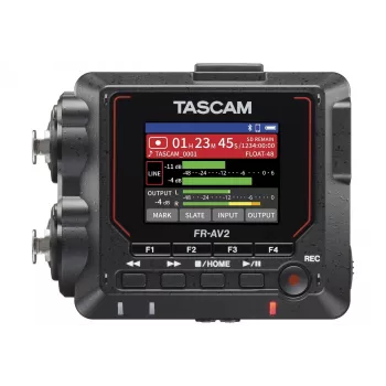 Prenosný audiorekordér Tascam FR2-AV — 2-stopový, 2 x XLR combo vstupy, rozhranie USB-C, 48 – 192 kHz, 24/32-bit, microSD až do 512 GB