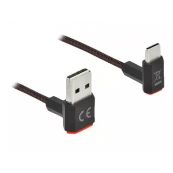 USB kábel DeLOCK EASY-USB 2.0 Type-A samec na Type-C samec zahnutý 0,5m čierny