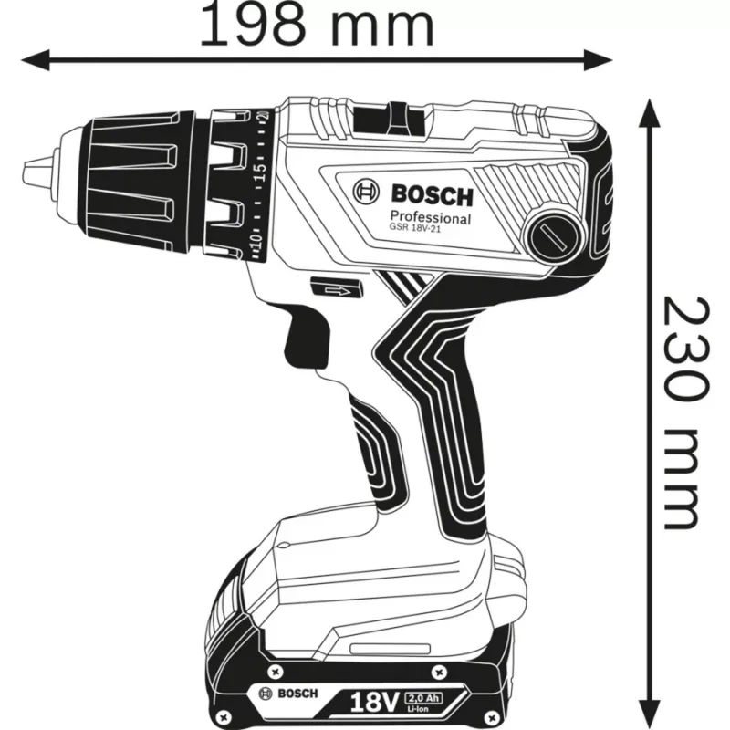 Bosch GSR 18V-21 Professional 06019H1008 akumulátorová vŕtačka-skrutkovač, 18 V, 55 Nm, skľučovadlo 13 mm, s 2 akumulátormi, modro-čierna