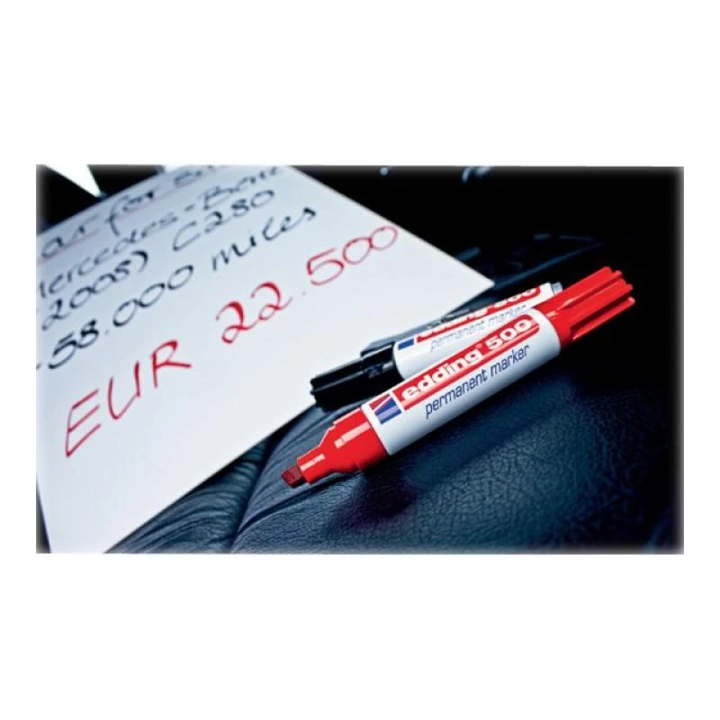 Permanentný marker Edding 500 klinový hrot červený