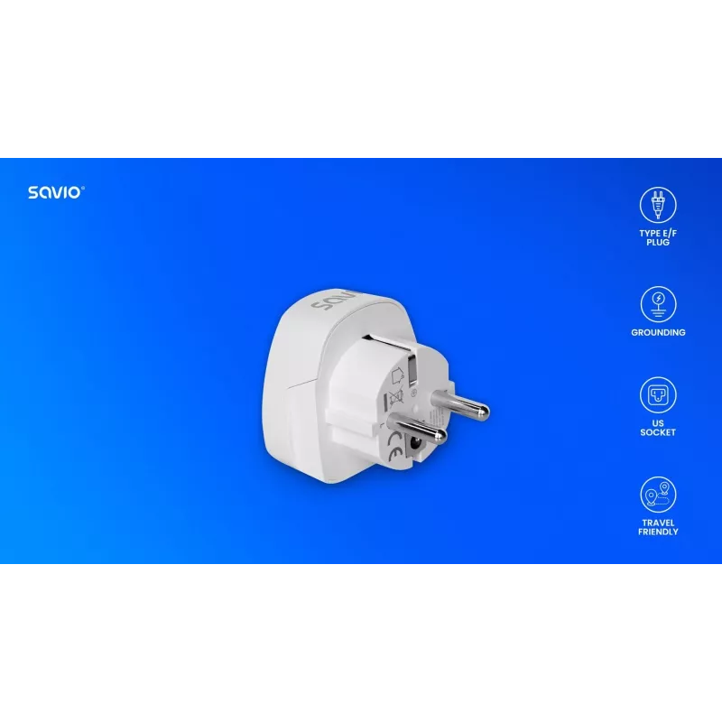 SAVIO AP-01 cestovný adaptér, US zásuvka – EU konektor