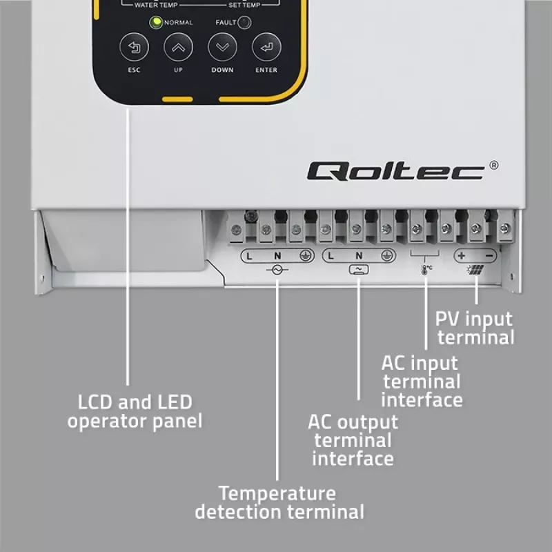 Menič QOLTEC ECO Solar Boost 4kW MPPT LCD, 4 kW výstup, MPPT regulácia nabíjania, LCD displej