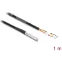 Delock kábel teplotného senzora DS18B20, 3 x otvorené konce kábla, 1 m, čierny