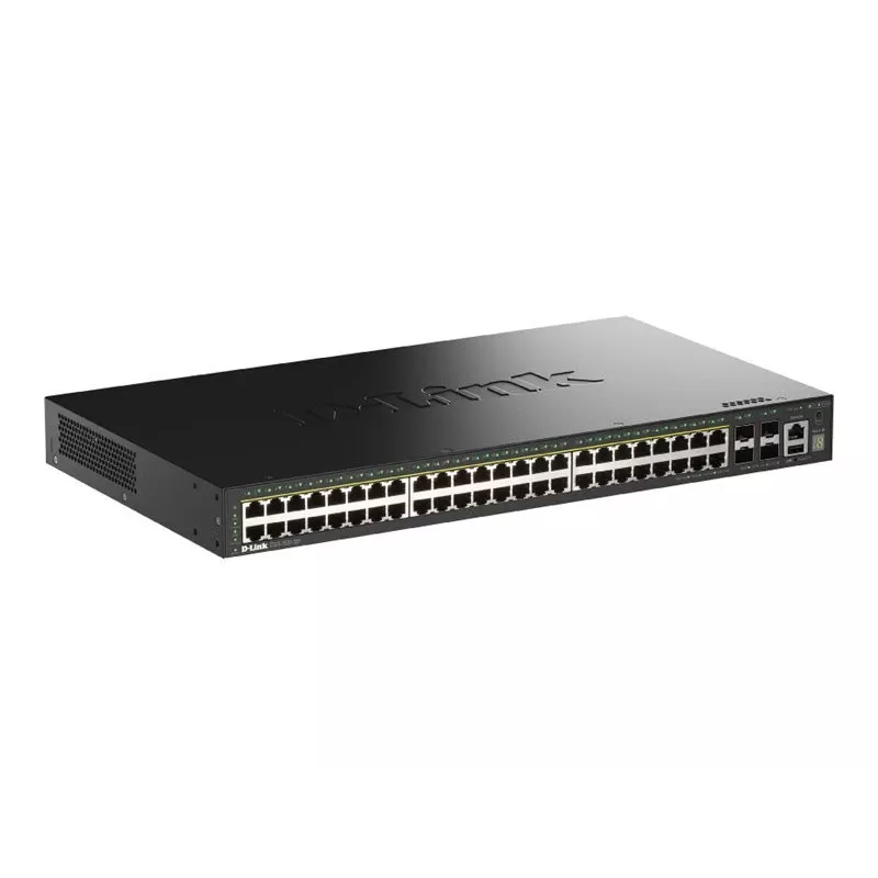 D-Link 52-port Gigabit Stackable PoE+ Smart Managed switch so 4 x 10G SFP+ portami