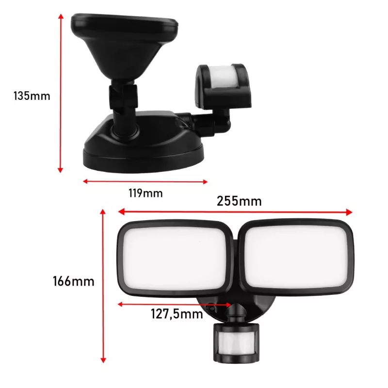 LED nástenné svietidlo MACLEAN MCE524 s PIR detektorom pohybu, model MCE524 B