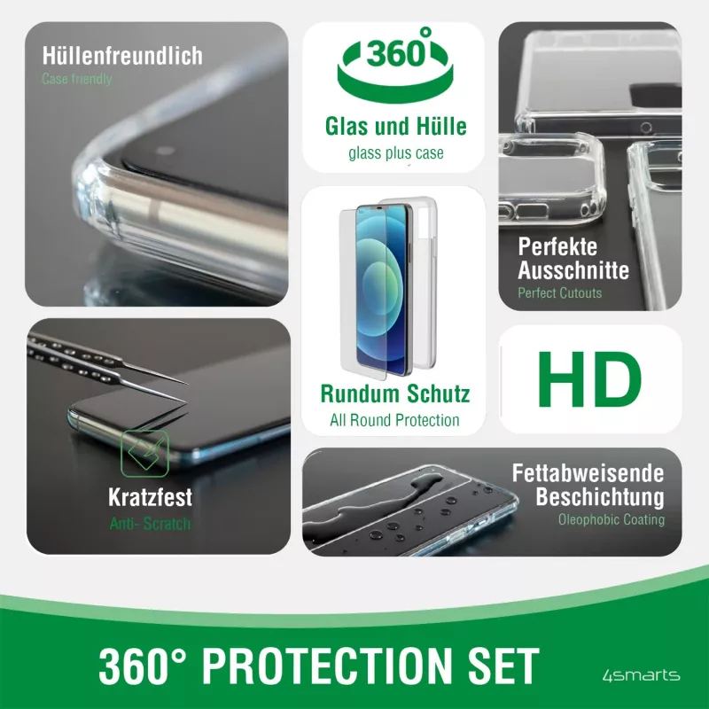 Puzdro na mobil 4smarts 360° Starter Set transparentné 11,9 cm (4,7