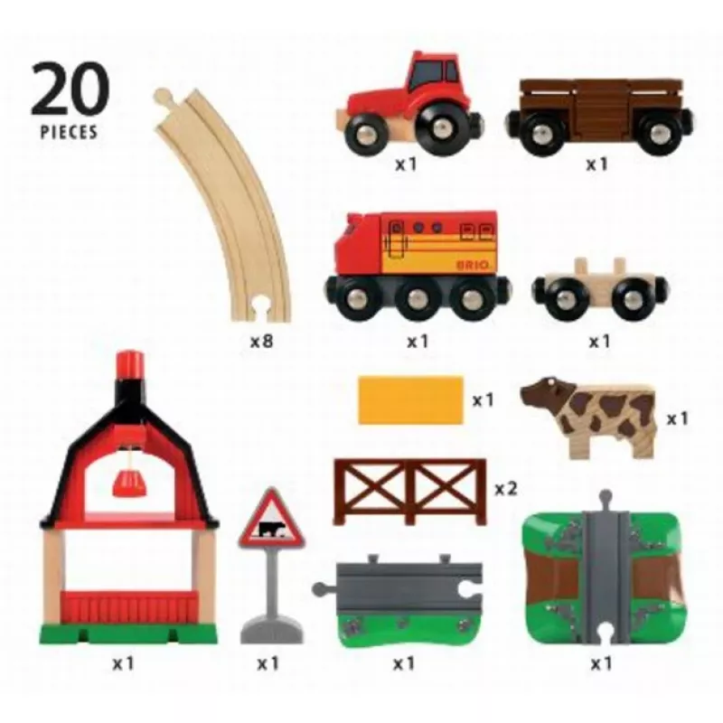BRIO 33719 farmárska vlaková súprava, 20 dielov