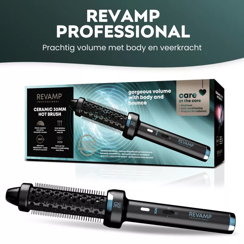 Teplá kefa Revamp BR-1300A-EU Ceramic Ionic 30mm – vyhrievaná stylingová kefa na vlasy