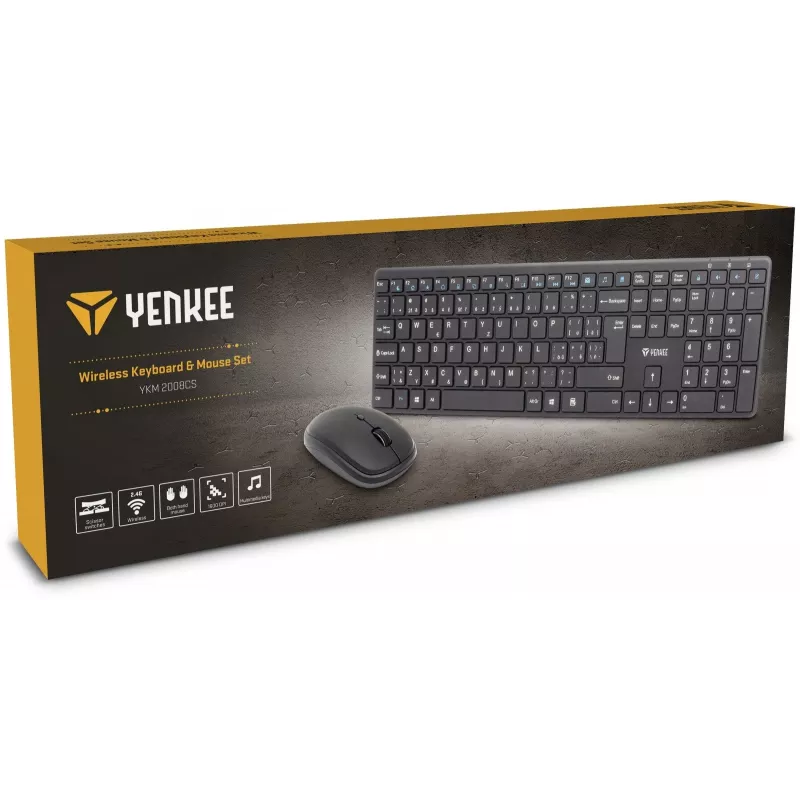 Bezdrôtová sada klávesnice a myši YENKEE YKB 2008CS — 2,4 GHz USB, kompaktné rozloženie
