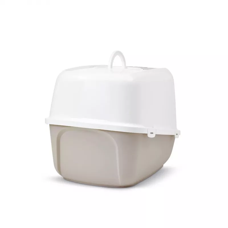 Zakryté mačacie WC Savic Nestor Jumbo, plast, 66,5×48,5×46,5 cm, kávová/biela