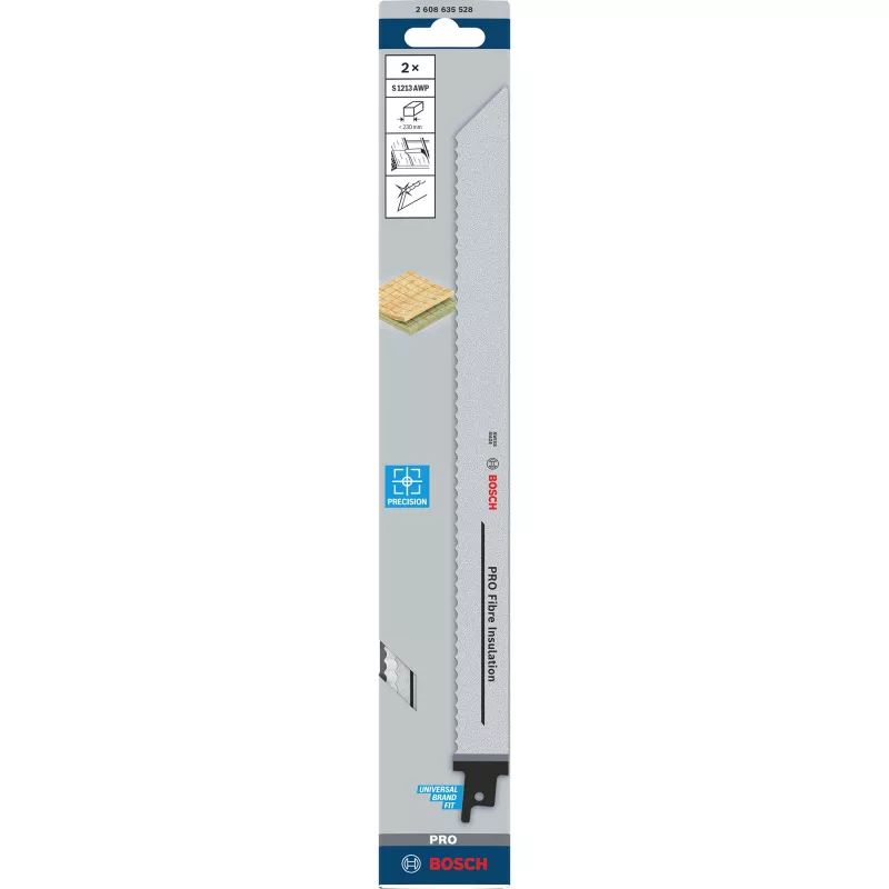 Pílové listy do chvostovej píly Bosch Precision for Fibre Insulation S 1213 AWP, 300 mm, 2 ks