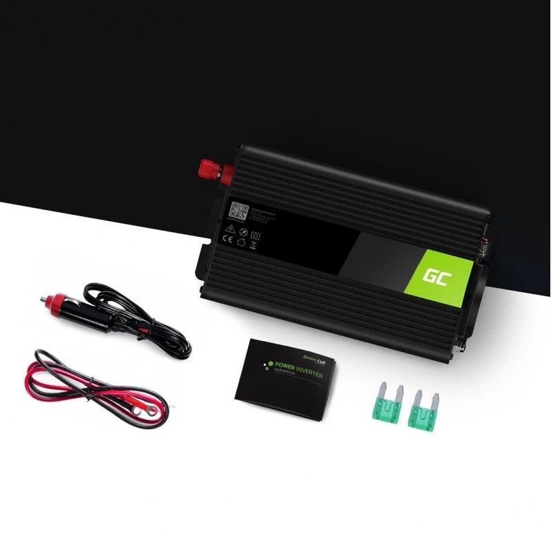 Auto menič napätia Green Cell INV01DE 300W DC-AC, 12V na 230V, 1×USB, LED, aktívne chladenie
