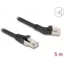Sieťový kábel DeLOCK RJ45 Cat.6A 45° zahnutý vľavo na rovný 5 m čierny