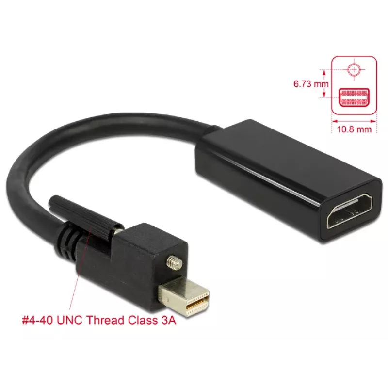 Video kábel adaptér DeLOCK 62640 Mini DisplayPort na HDMI 0,25 m čierny