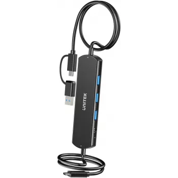 KVM hub Unitek U1344ABK01 — 10 Gbit/s, prepínanie medzi 2 hostiteľmi, 3× USB-A porty