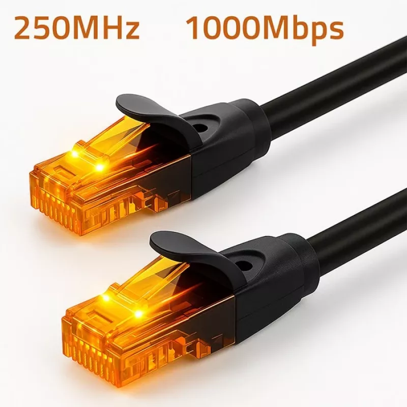 Ethernetový patch kábel QOLTEC CAT6, 2×RJ45, 20 m, čierny