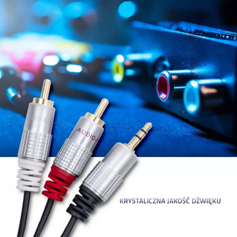 Audio kábel Qoltec 52339 1m 2x Cinch 3,5 mm čierny