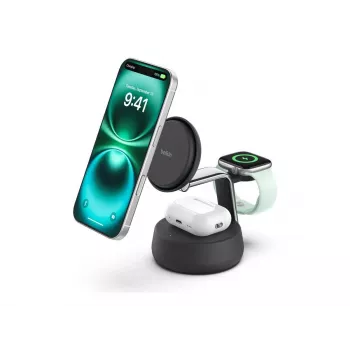Interiérová nabíjačka Belkin UltraCharge Pro 25W Qi2 3v1 magnetická nabíjačka Charcoal