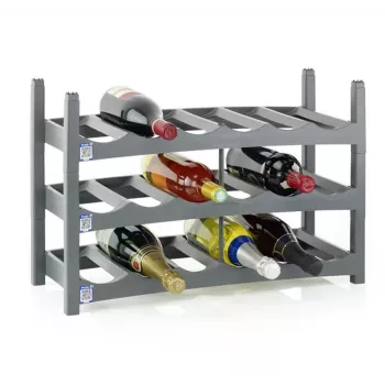 Stolný regál na víno rotho VARIO pre 6 fliaš, skladací, sivý, 600×220×140 mm