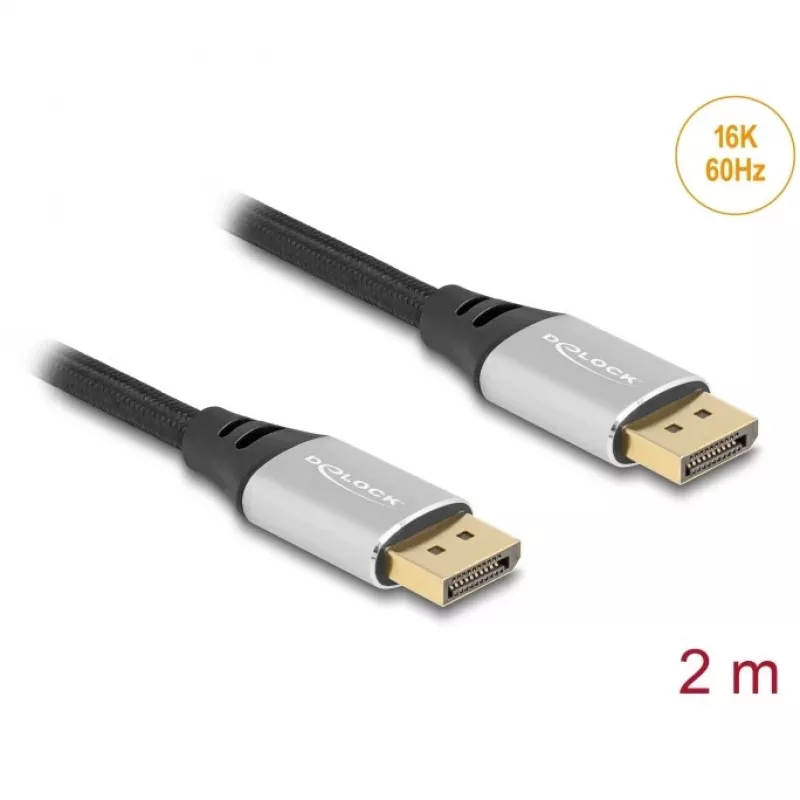 DeLOCK DisplayPort kábel 16K 60 Hz 2 m strieborný kov
