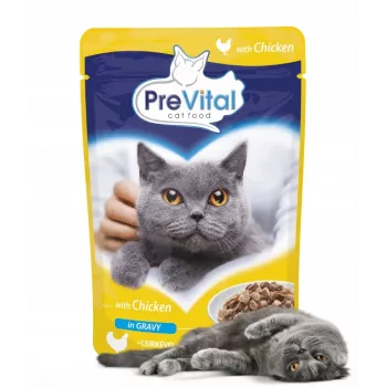 Mokré krmivo pre mačky PREVITAL kurča v želé – 100 g vrecko, dospelé mačky, bielkoviny 9 %, tuk 5 %, vlhkosť 82 %