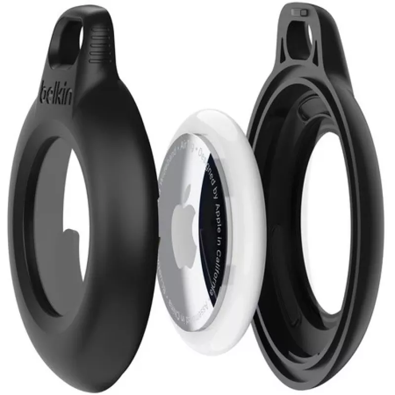 Belkin Secure Holder puzdro s kľúčenkou pre Apple AirTag, vodotesné, čierne (4 ks)