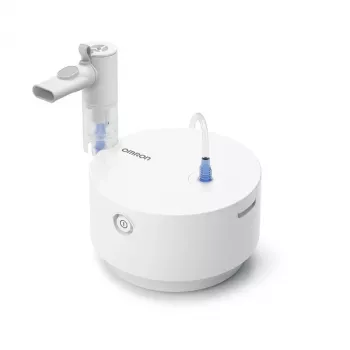Stolný nebulizér Omron C28P s kapacitou 10 ml/min, veľkosť častíc 2,65 µm, biela, rozmery 265×195×143 mm