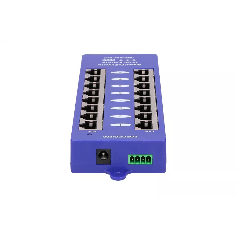 PoE injektor Extralink Gigabit 8 portov 1000 Mb/s RJ45 mód B