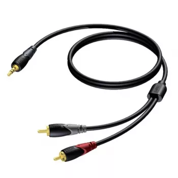 Stereo 3,5 mm jack konektor samec na 2x cinch konektor samec kábel Procab 3 m