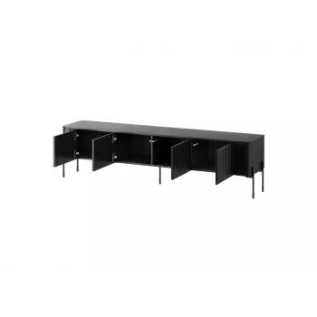 TV skrinka cama meble VERA 190x40x50 cm – matný čierny vrch a rám