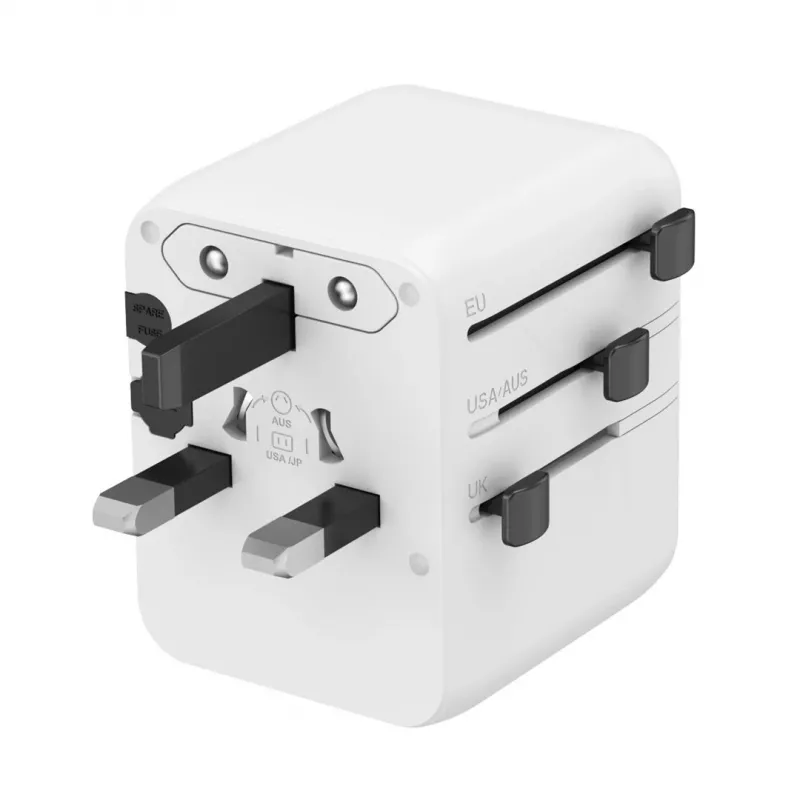 Cestovný napájací zdroj GEMBIRD TPA-1A2C20-01-W — 20 W, USB-A (18 W) + 2× USB-C (20 W), zástrčka typ E, biela