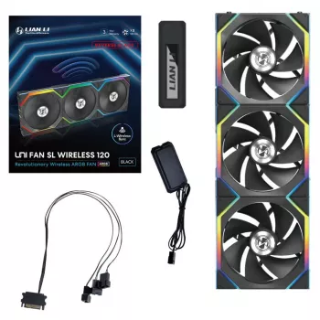 Lian Li UNI FAN SL-INF Wireless 120mm Reverse Blade ARGB skriňový ventilátor balenie 3 ks čierny