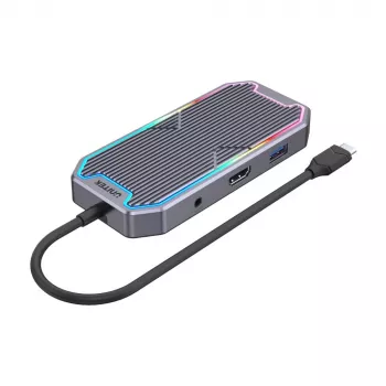 USB hub Unitek uHUB S7+ — káblový USB 3.2 Gen 2 Type-C, 100 W PD, Gigabit Ethernet, podpora 4K, Space Gray