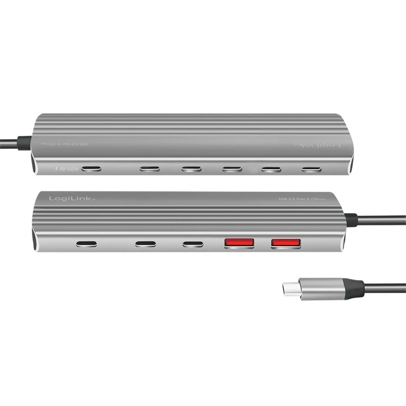 LogiLink USB 3.2 Gen2 hub 4+1-port 2x USB-A 2x USB-C PD 100W hliník