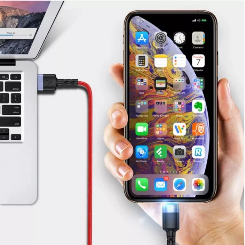 USB na Lightning dátový kábel Tellur, 3A, 1,2 m, LED indikátor, červený
