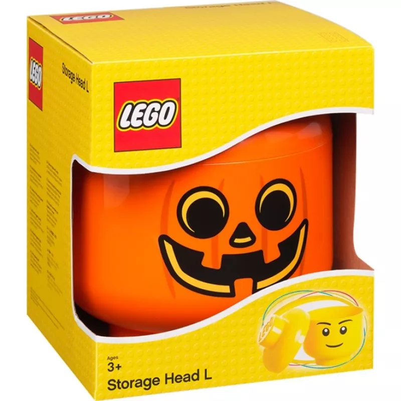 Úložná krabica Room Copenhagen LEGO Storage Head Pumpkin veľká oranžová/čierna