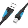 USB 2.0 A na USB-B kábel Vention VAS-A16-B500, 5 m, čierny, konektor-konektor, 480 Mbit/s