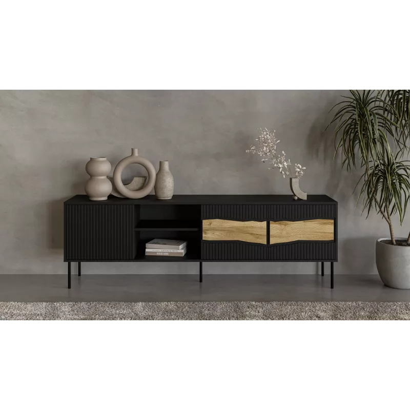 TV skrinka cama meble INSERTO 3D1W 190x40x62 cm čierna s LED