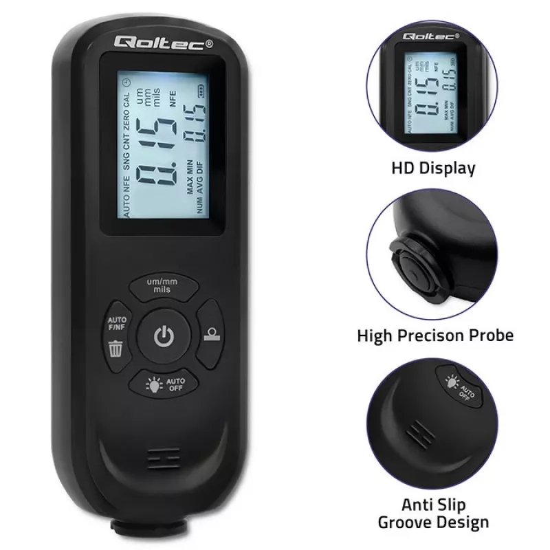 Merač hrúbky vrstvy QOLTEC 50646 LCD 0–2000 µm