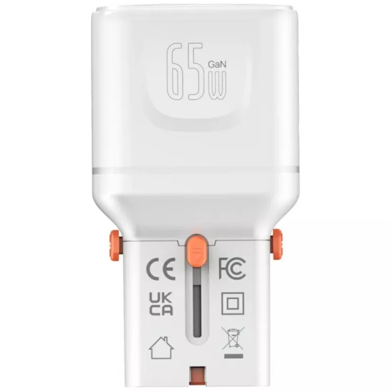 Cestovná nabíjačka World 65W USB-C + USB-A biela