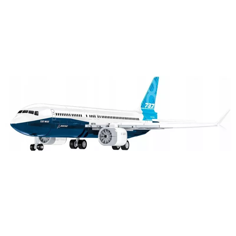 Stavebnica Cobi Boeing 737-8 — 340 dielov, odporúčaný vek 7+, modrá a biela