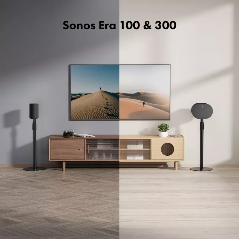 Podlahový stojan MACLEAN MC-496 pre Sonos Era 100 a 300, výškovo nastaviteľný 682–1068 mm