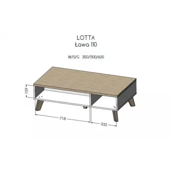 Cama LOTTA 110 konferenčný stolík dub wotan/matná čierna