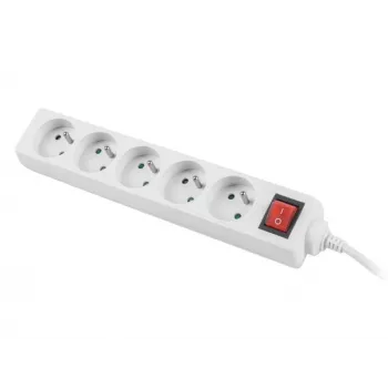 Predlžovací kábel Lanberg PS1-05E-0300-W 3m 5 AC zásuviek interiér/exteriér biely