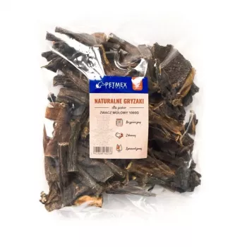 PETMEX hovädzie držky pamlok na žuvanie 1 kg – prírodný hovädzí pamlok na žuvanie pre dospelých psov, balenie 1 kg