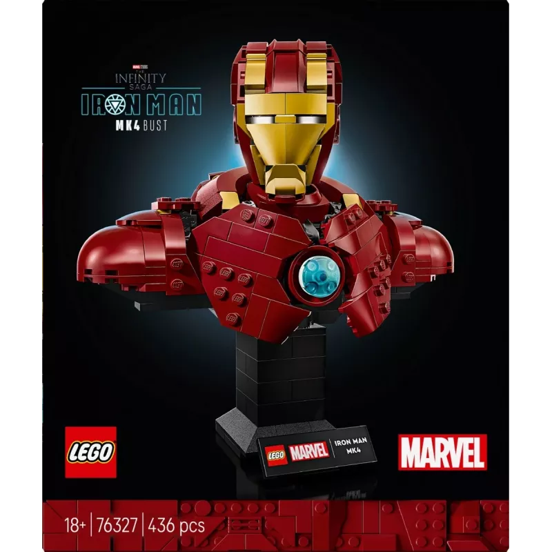LEGO stavebnica Marvel Super Heroes Iron Man MK4 3D model, 436 dielov, obsahuje 1 minifigúrku, pre 18+