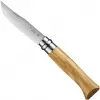 Skladací nôž Opinel Nr. 08 s olivovou rukoväťou, čepeľ z nehrdzavejúcej ocele, model 002020