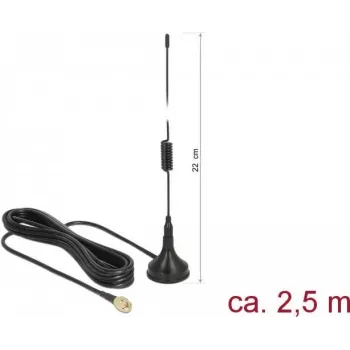 Delock 89613 GSM/UMTS/LTE vonkajšia anténa, SMA konektor samec, 2 dBi, všesmerová, 2,5 m kábel, čierna