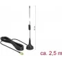 Delock 89613 vonkajšia anténa GSM/UMTS/LTE, konektor SMA, 2 dBi, všesmerová, kábel 2,5 m, čierna